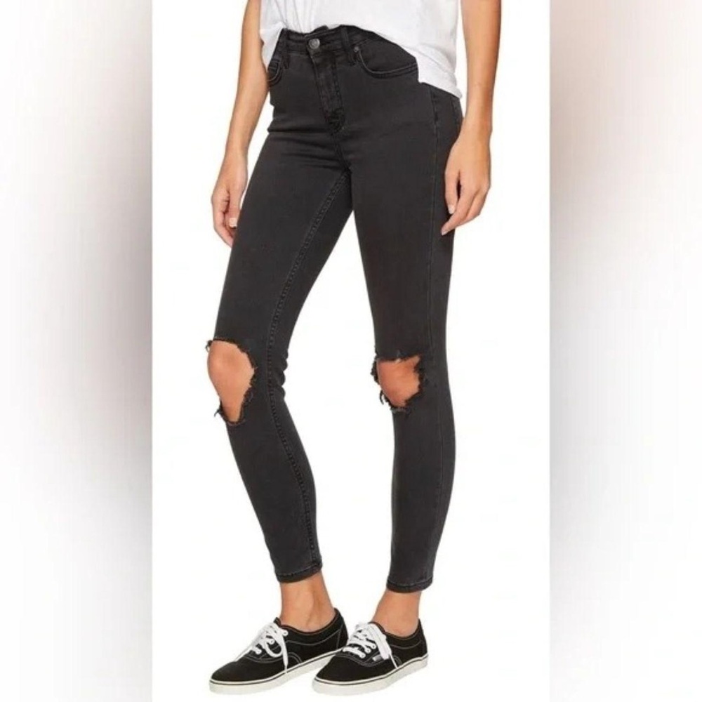 Free People Black Ripped Skinny Jeans